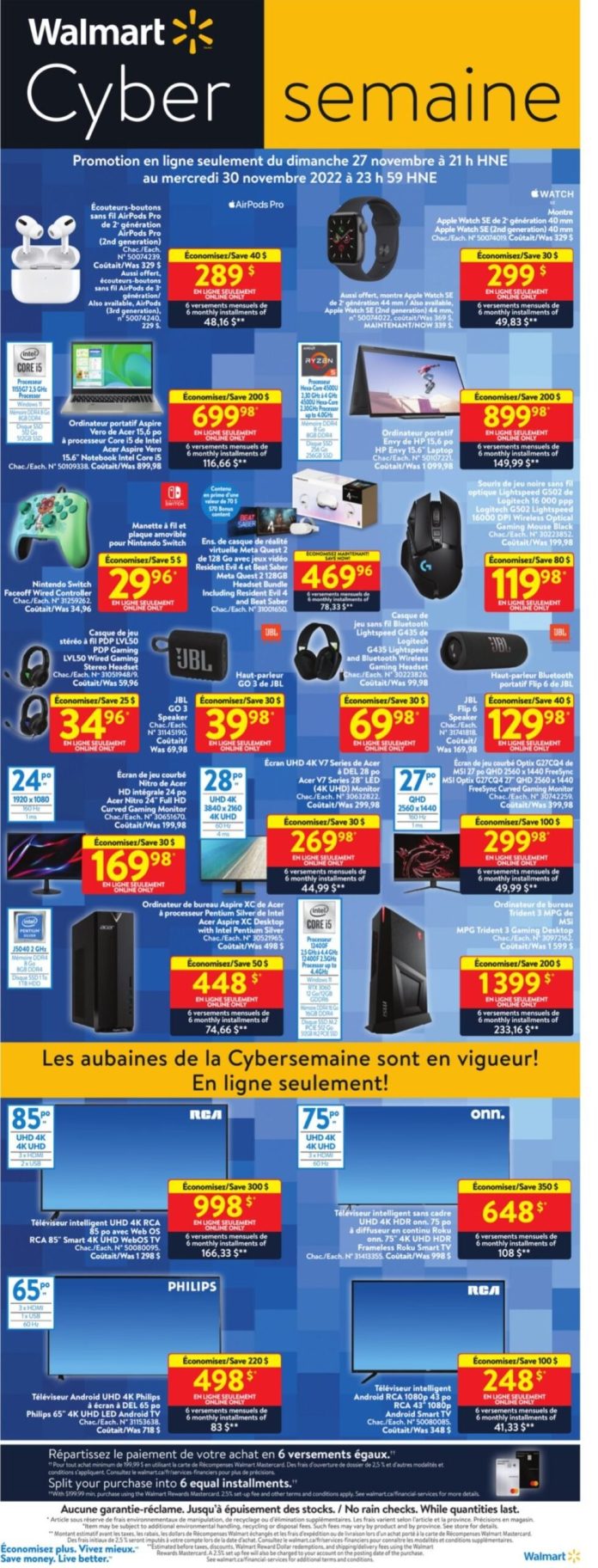 Circulaire du Cyber Lundi chez Walmart