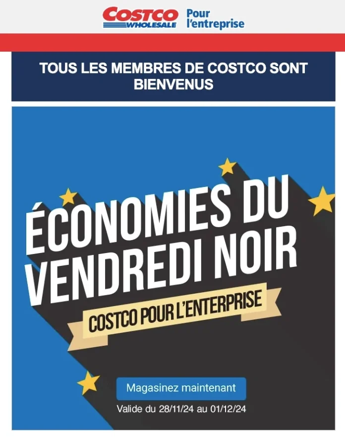 Circulaire du Vendredi Fou au Costco pour l'entreprise